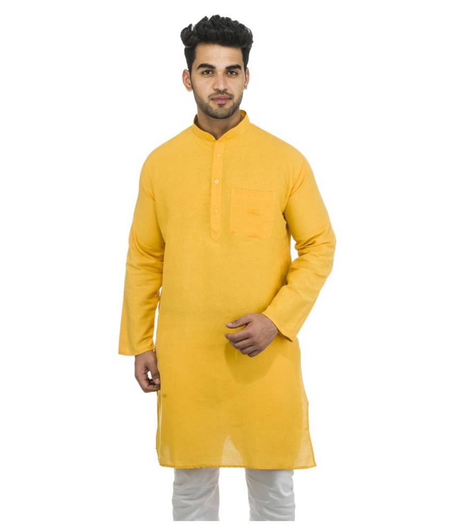 Men Khadi Mustard Khadi Kurta